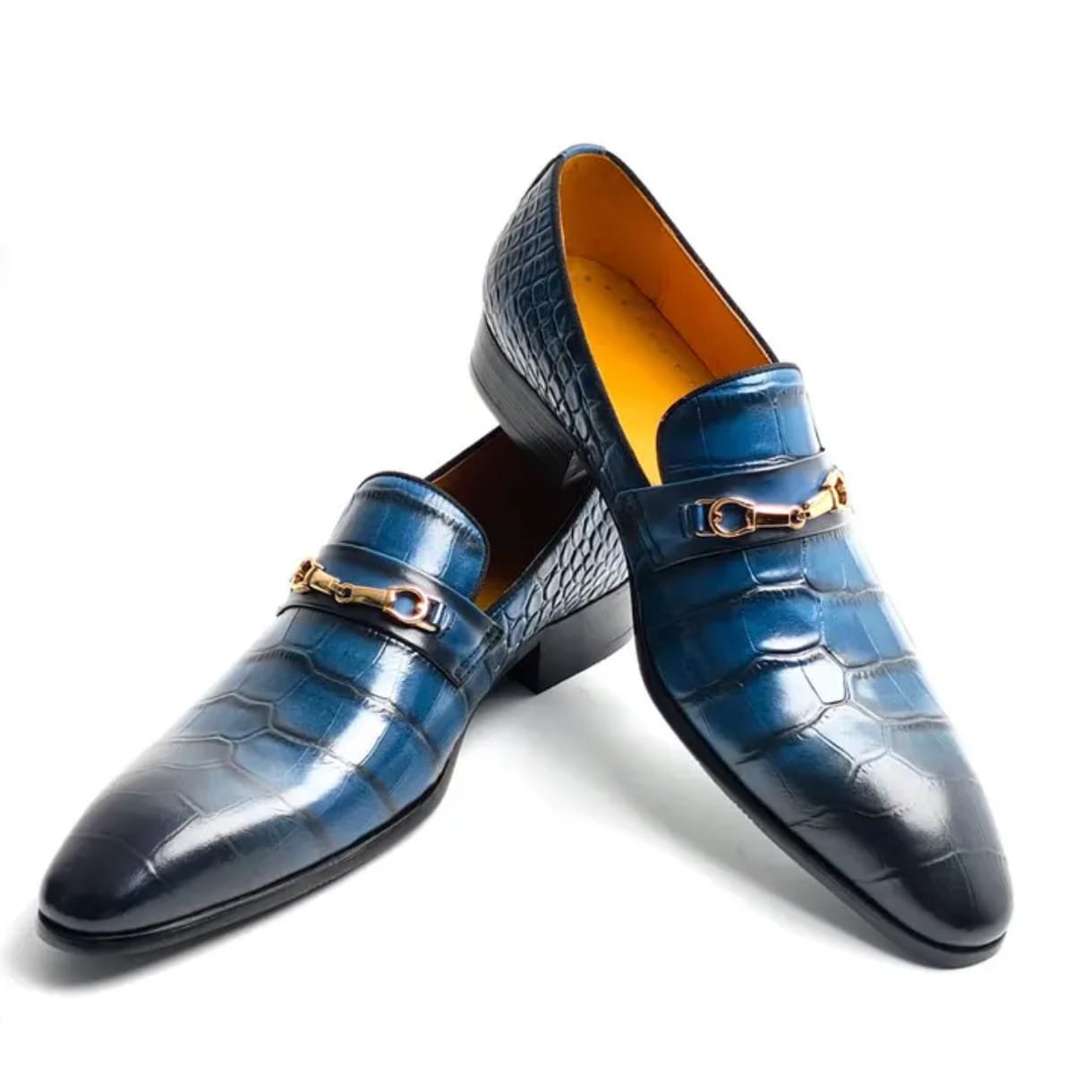 Al Los Colores Crocodile Texture Loafers
