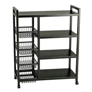 BLACK CARBON STEEL 135cm STORAGE RACK TROLLEY