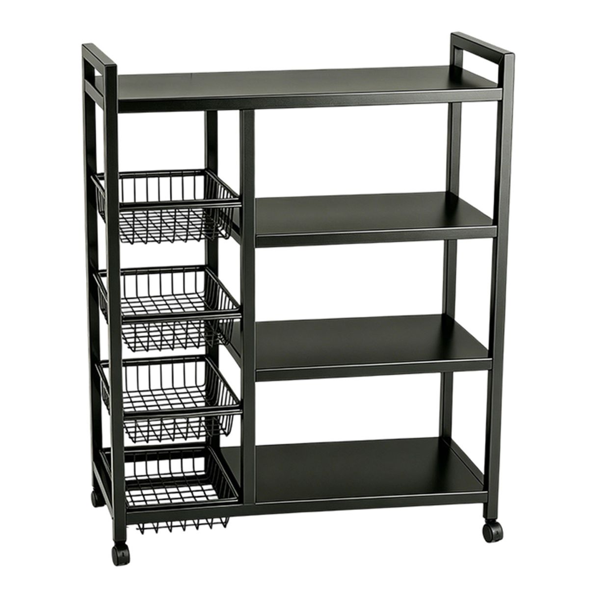 BLACK CARBON STEEL 135cm STORAGE RACK TROLLEY