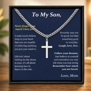 STAINLESS STEEL CROSS PENDANT NECKLESS WITH ISPIRATIONAL MESSAGE