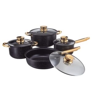 BLACK STAINLEESS STEEL COOKWEAR 8 PCS SET